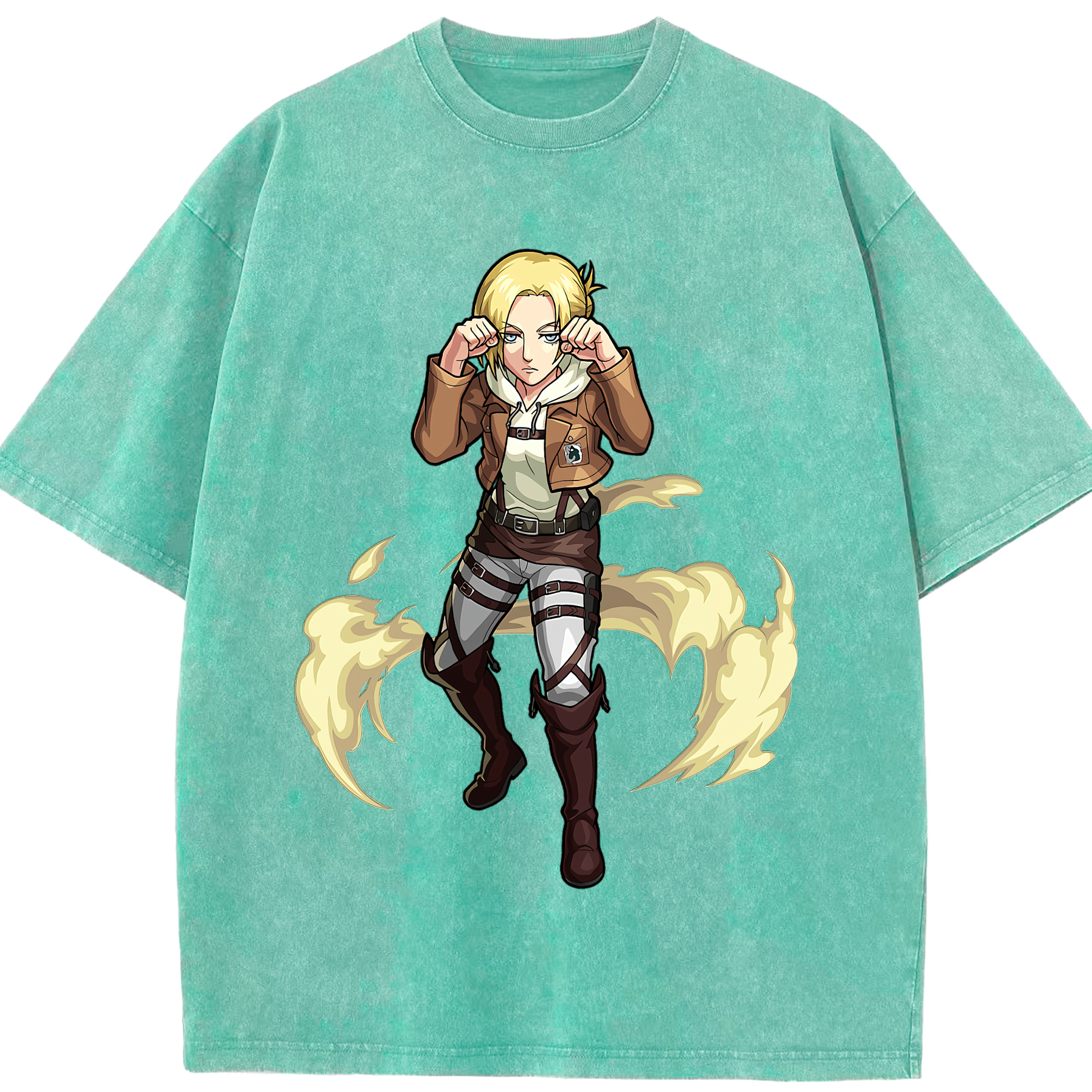 （画像用） 進撃の巨人 アニ・レオンハート Attack on Titan Annie Leonhart 綿100% ヴィンテージ風 半袖Tシャツ（フロントプリント）